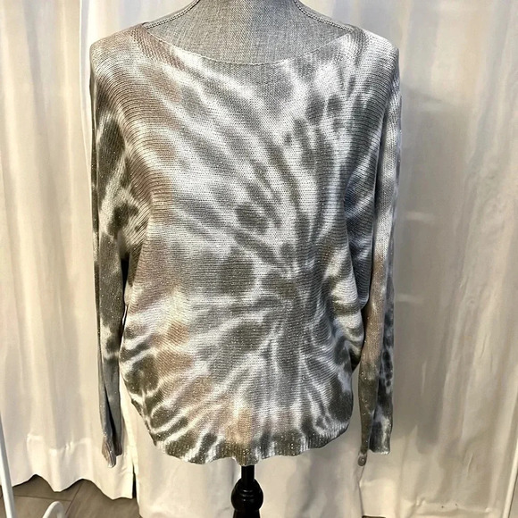 Elissia Sweaters - ELISSIA ITALY Tie Dye Lightweight Sweater Zipper Detail, Size L